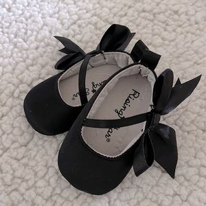 ✨ Rising Star Black Ballet Slipper Baby Girl  Shoes Bow Detail 3-6 Months ✨